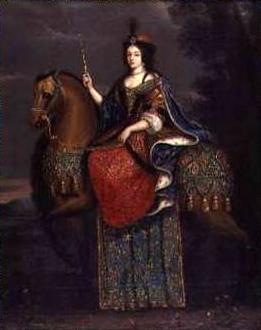 unknow artist Portrait of Queen Marie Casimire in coronation robes on horseback. Germany oil painting art